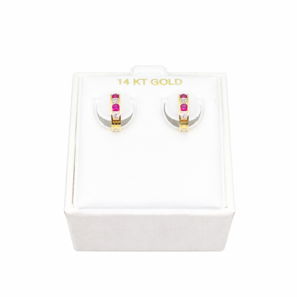 984-14K Small Dark Pink Hoop Earrings (10mm) W.G