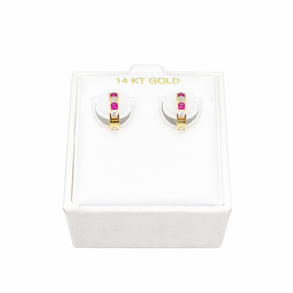984-14K Small Dark Pink Hoop Earrings (10mm) W.G