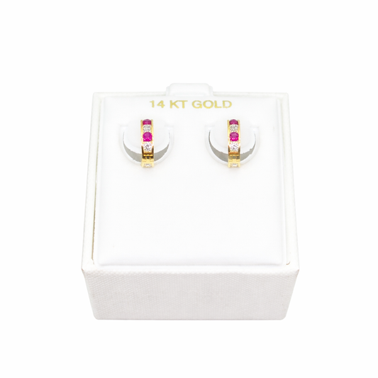 984-14K Small Dark Pink Hoop Earrings (10mm) W.G