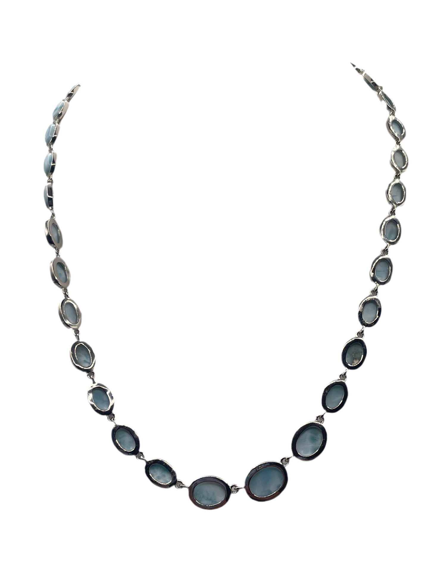 S806- Oval Larimar Necklace 16”