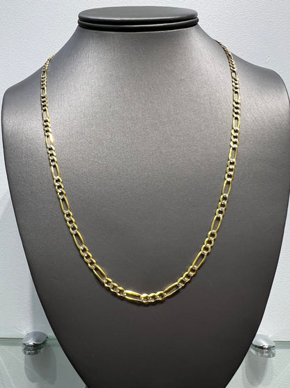 1250- NEW 14K Solid Figaro Link Two Tone (4.1mm) W.G