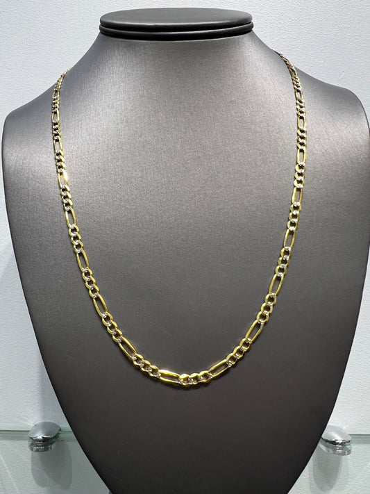 1250- NEW 14K Solid Figaro Link Two Tone (4.1mm) W.G