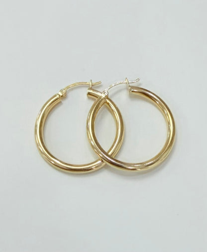 1785- NEW 14K Hollow Hoop Earrings (30x3.1mm) W.G
