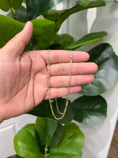 1255- NEW 14K Solid Figaro Chain 22" (4mm) W.G