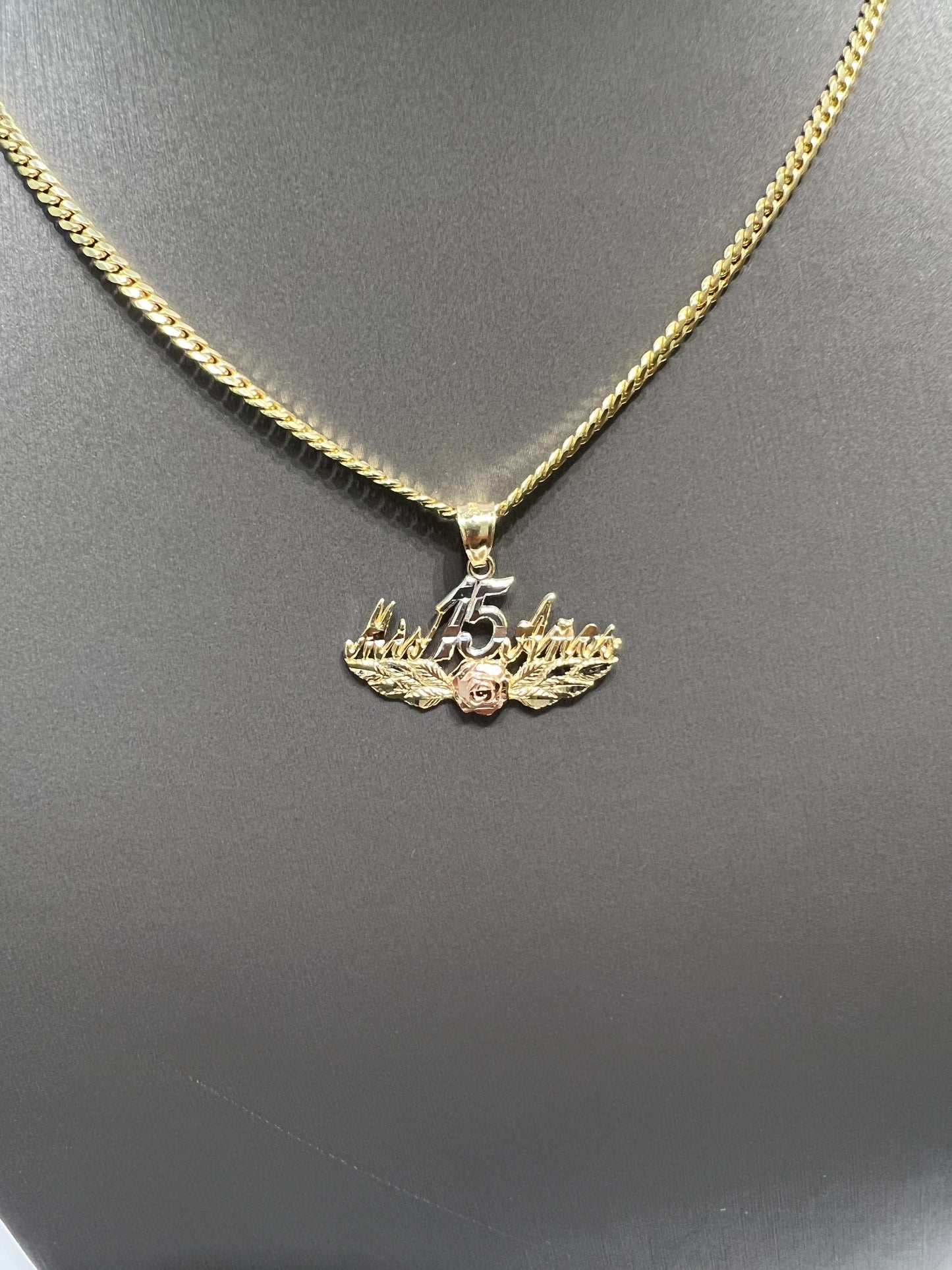 1213- NEW 14K Quinceanera Gold Pendant  W.G