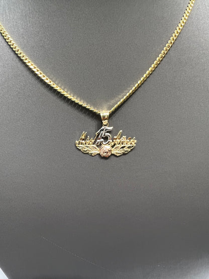 1213- NEW 14K Quinceanera Gold Pendant  W.G