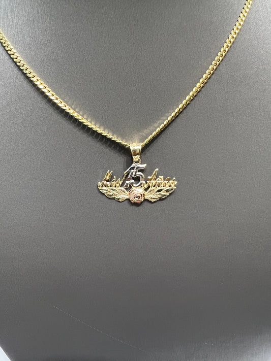 1213- NEW 14K Quinceanera Gold Pendant  W.G