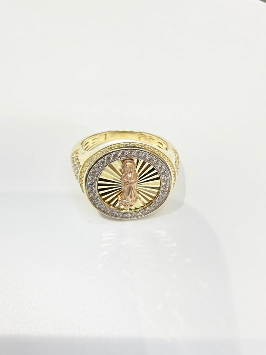 1618- NEW 10K Round Our Lady of Guadalupe Men’s Ring W.G