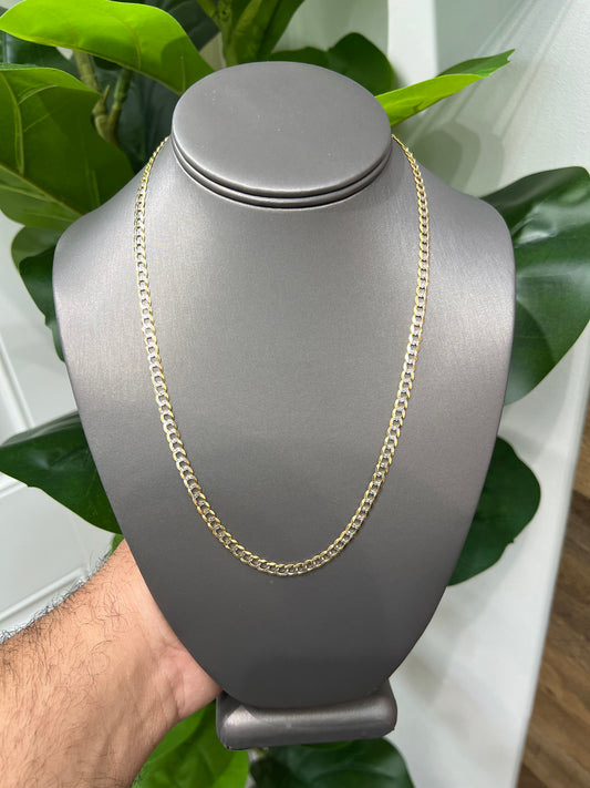 1209- NEW 14K Solid Cuban Curb Link Two Tone Chain (4.7mm) W.G