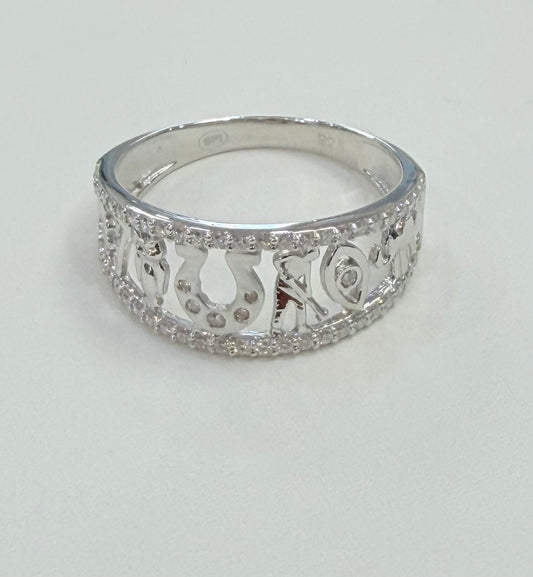 S1143- .925 Sterling Silver Moissanite Lucky Women’s Ring W.G