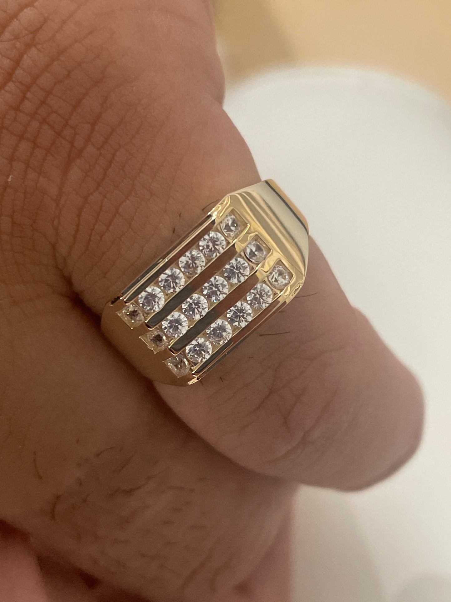 710- Square 4 Row Cz Stones Men Ring Sz 10