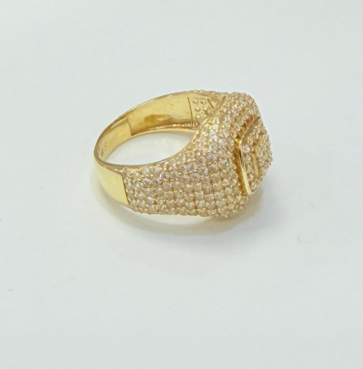 1352- NEW 14K Gold Ice Out Ring Men's Fashion W.G