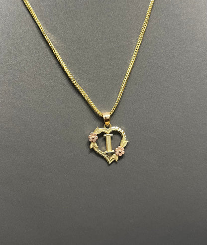 0062- NEW 14K Letter “I” Heart Shape Pendant W.G