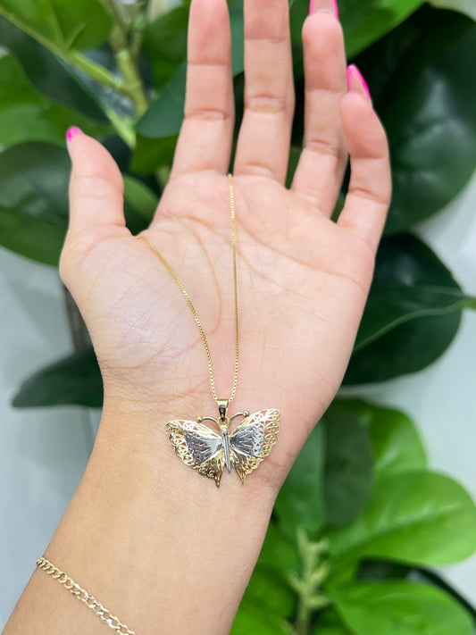 0054- NEW 14K Butterfly Gold Pendant W.G