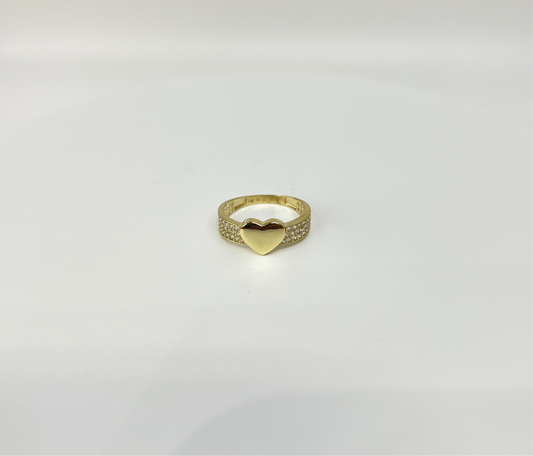1491- NEW 14K Solid Gold Cz Pave Heart Ring W.G