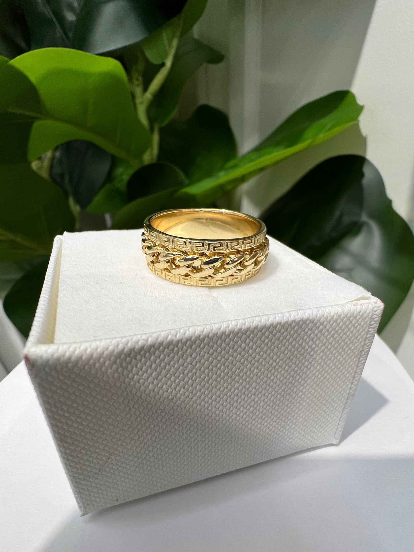 1388- NEW 14K Cuban Link Ring with Movement W.G