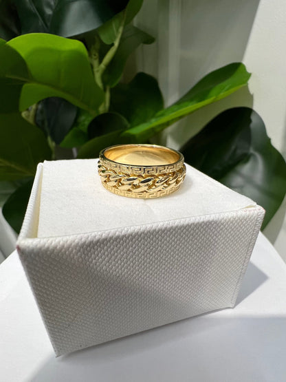 1388- NEW 14K Cuban Link Ring with Movement W.G