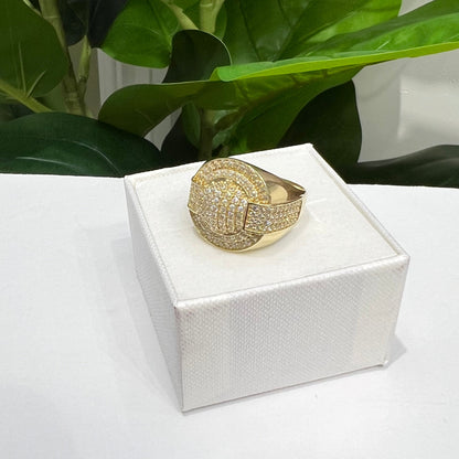 1354- NEW 14K Full Cz Round Ice Out Men's Ring W.G