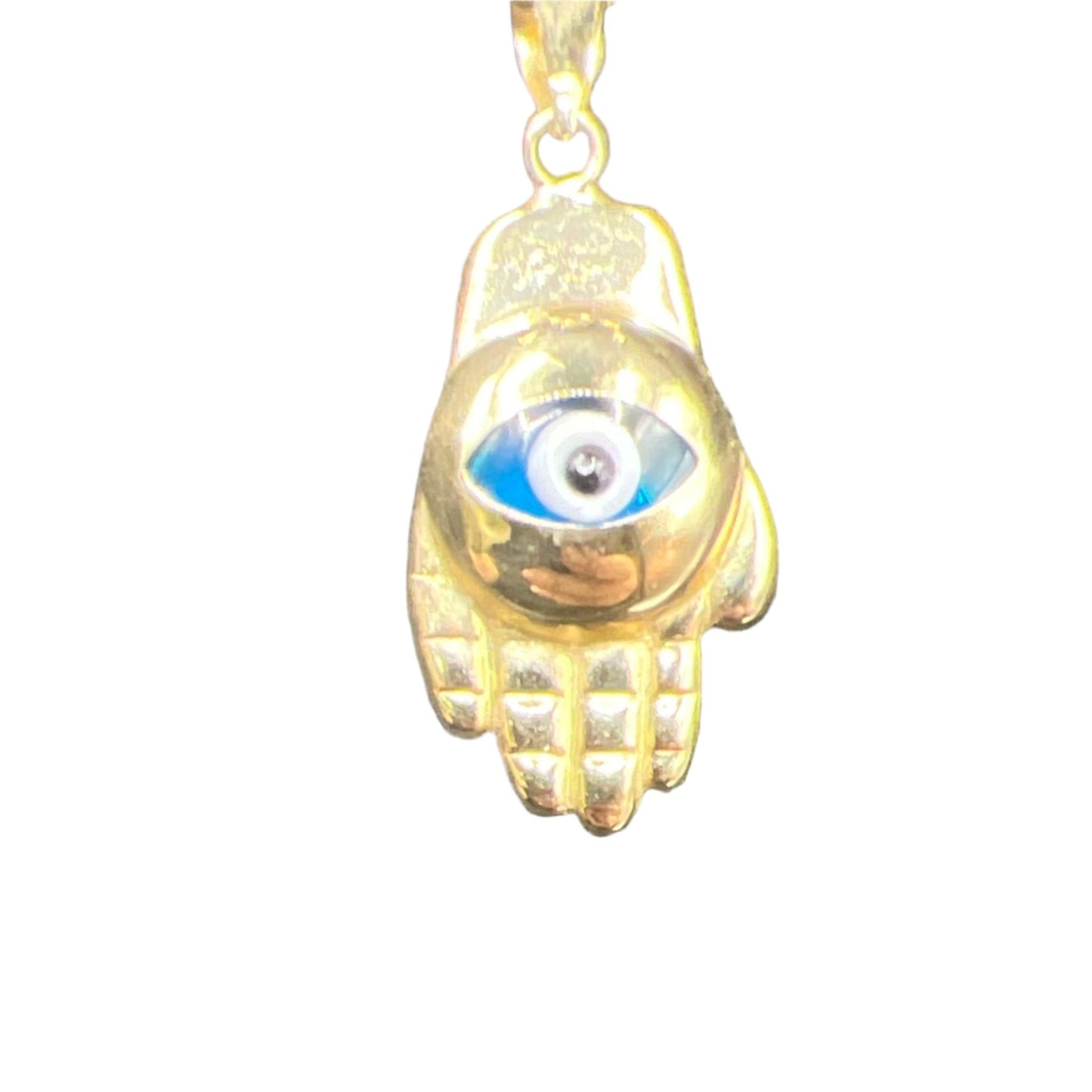 315- Hand Evil Eye Yellow Gold Pendant