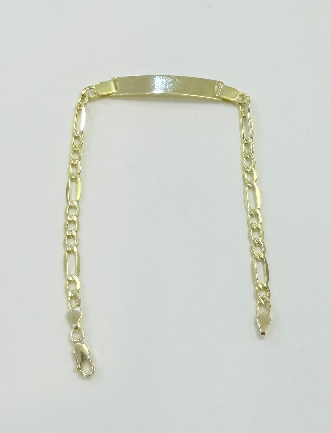 1744- NEW 10K Figaro ID Bracelet 6” (3.5mm) W.G