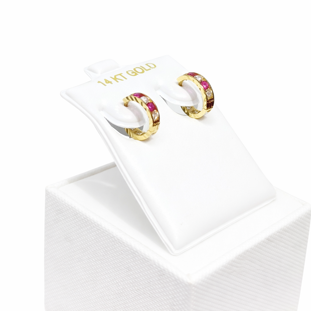 984-14K Small Dark Pink Hoop Earrings (10mm) W.G