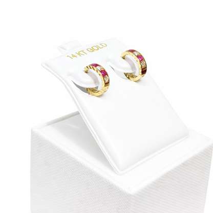 984-14K Small Dark Pink Hoop Earrings (10mm) W.G