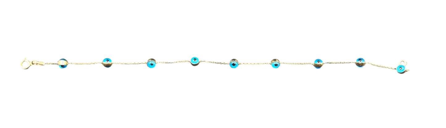 330- 14K Evil Eye Bracelet 7 1/2”