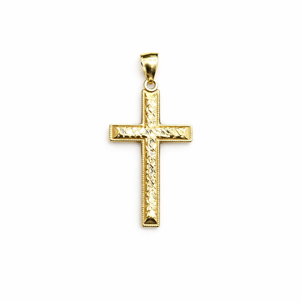 1566- NEW 10K Gold Cross Pendant W.G