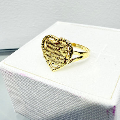 1055- NEW 14K Hello Kitty Heart Shape Ring W.G