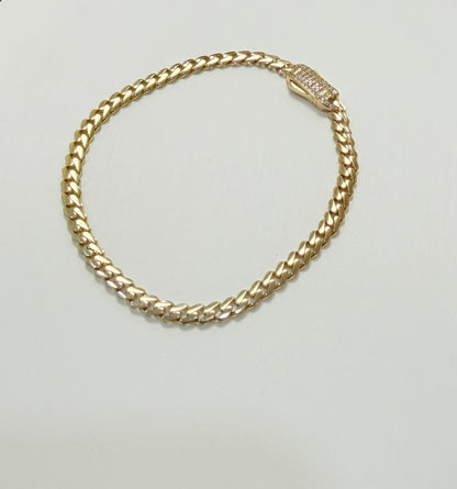 1674- NEW 10K Hollow Cuban Bracelet 7” (5mm) W.G
