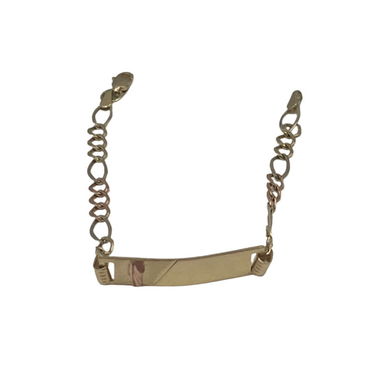 517- 14K Figaro ID Bracelet w St. Jude 6”