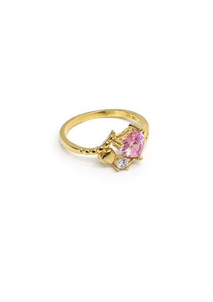 1513- NEW 14K Twist Pink Heart Ring W.G