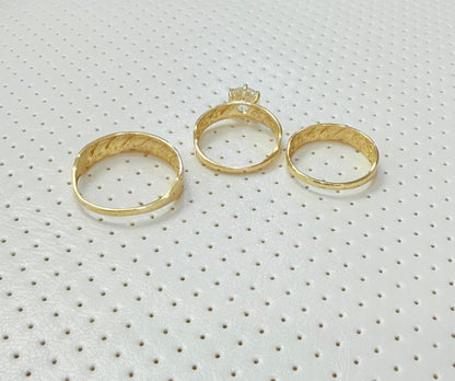 1807- NEW 14K Gold Wedding Rings Trio Set W.G