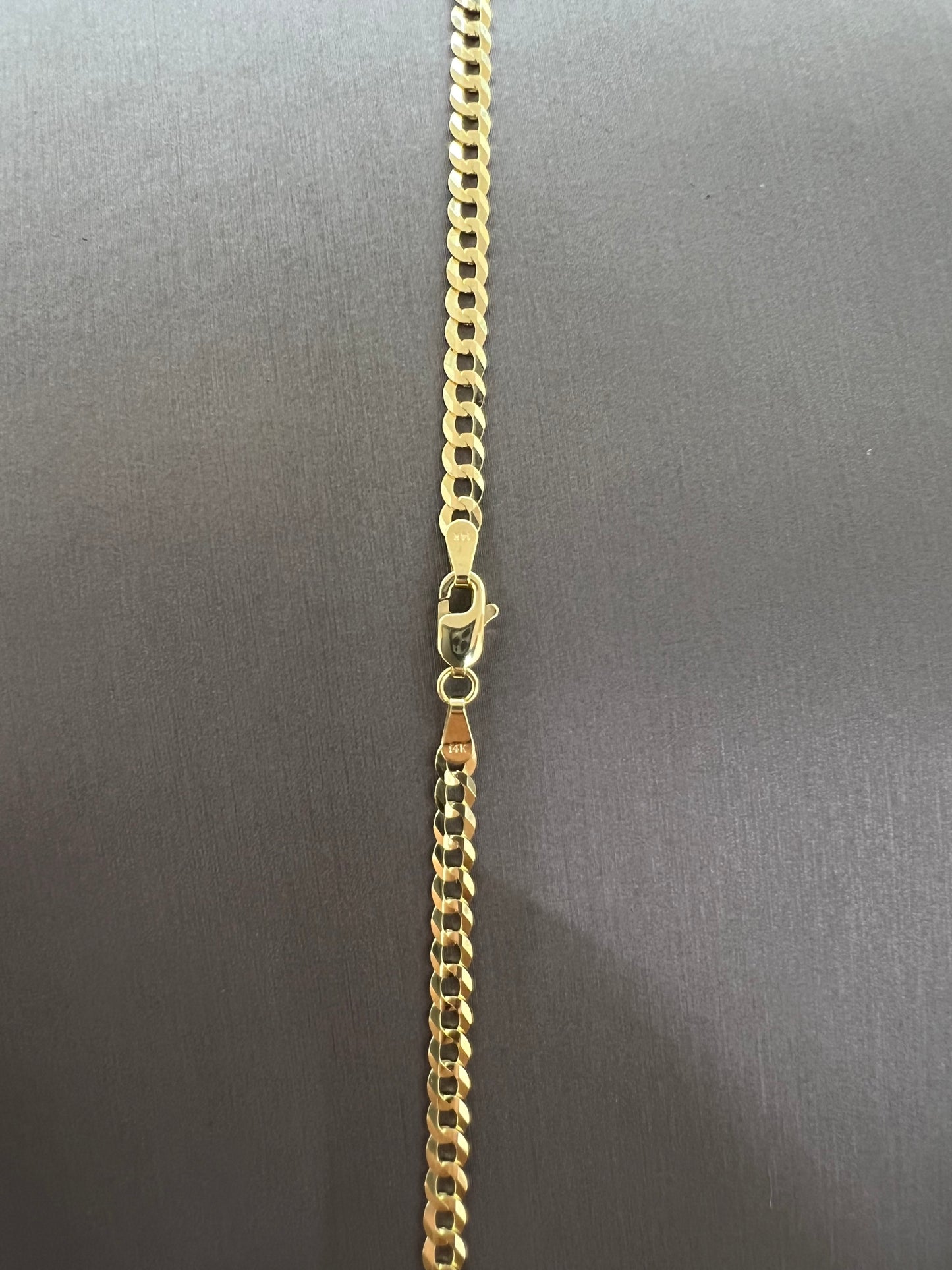 1628- NEW 14K Solid Cuban Curb Chain 22" 3.7mm W.G