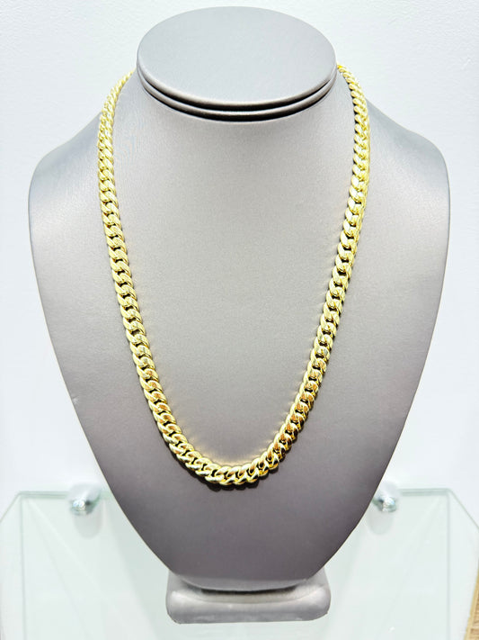 967- NEW 14K Gold Hollow Miami Cuban Chain (7.5mm) W.G