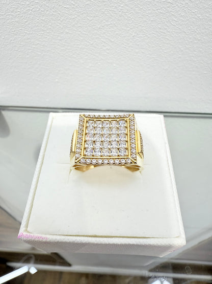 1035-NEW 14K Square Full Cz Men's Ring (W.G)