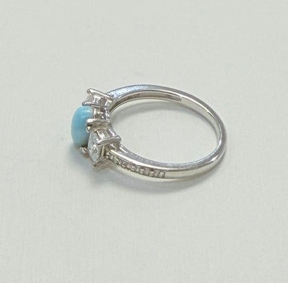 S900- .925 Silver Larimar Oval Ring W.G