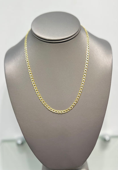 00110 - NEW 14k Hollow Cuban Curb chain two-Tone (4mm)W.G