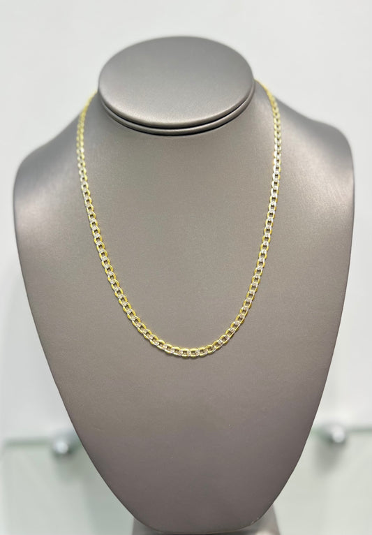 00110 - NEW 14k Hollow Cuban Curb chain two-Tone (4mm)W.G