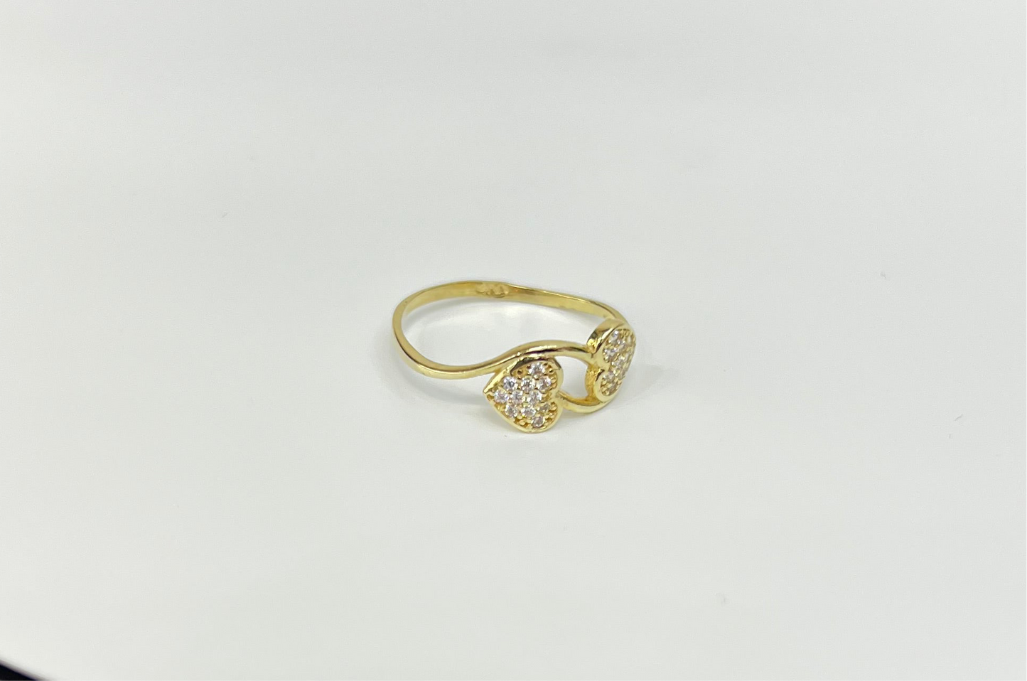 1494- NEW 14K Double Heart Ring W.G