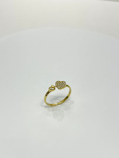 1480- NEW 14K Double Heart Ring W.G