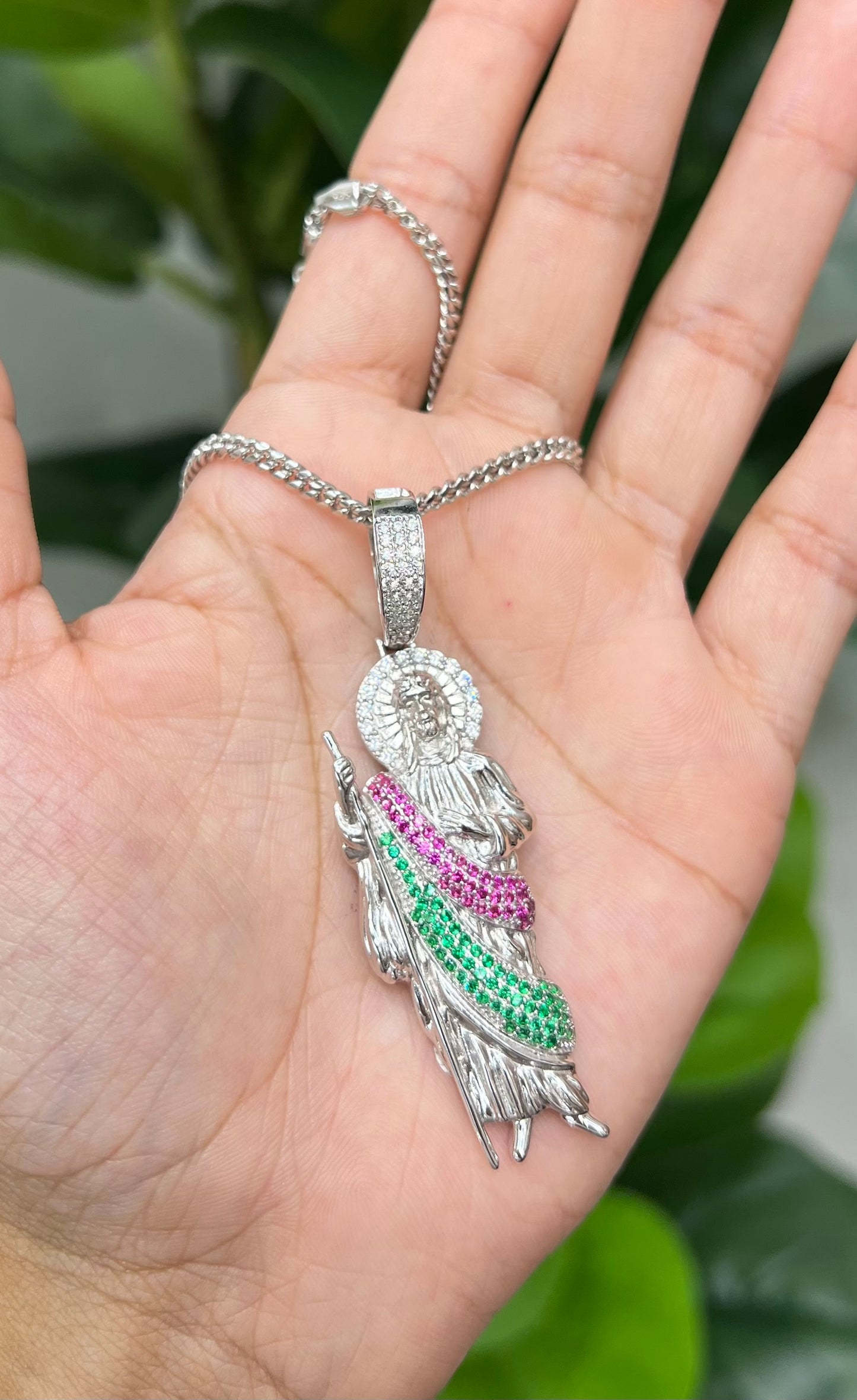 S267- NEW .925 Sterling Silver St. Jude Medium Pendant W.G