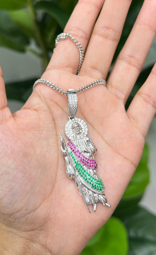 S267- Colgante mediano de San Judas Tadeo en plata