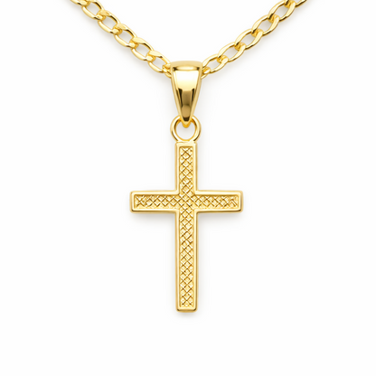 1451- NEW 14K Lightweight Small Cross Pendant W.G
