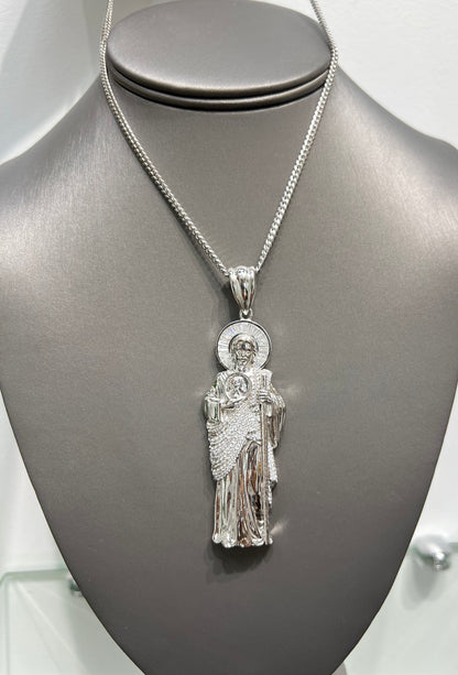S265- NEW .925 Sterling Silver St.Jude Big Pendant W.G