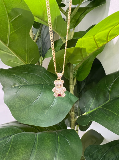1241- NEW 14K Teddy Bear Pendant W.G