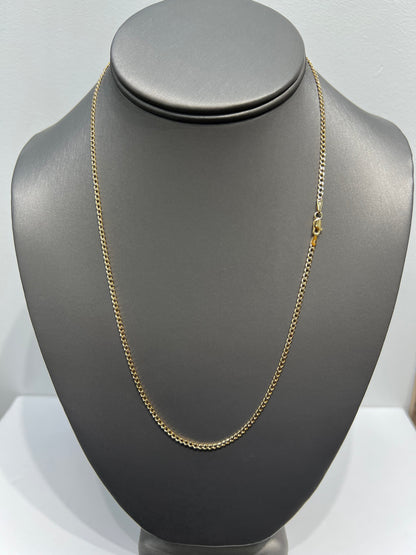 1324- NEW 10K Hollow Cuban Curb Chain Two Tone 20” (2.5mm) W.G