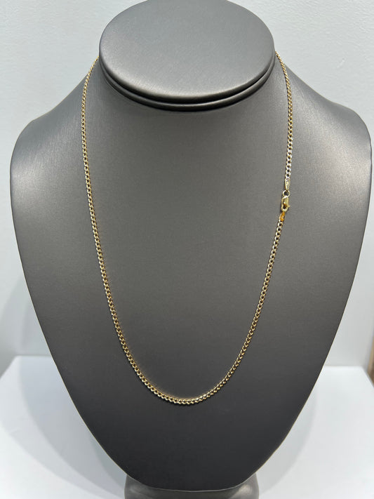 1324- NEW 10K Hollow Cuban Curb Chain Two Tone 20” (2.5mm) W.G