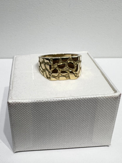 1199- NEW 14K Nugget Fashion Men's Ring W.G