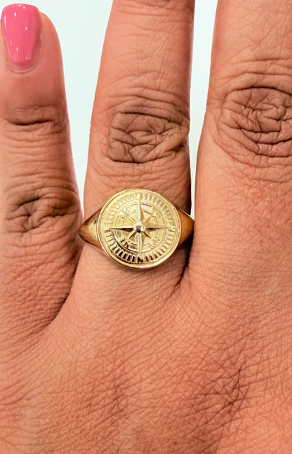 378- NEW 14k Gold Compass Men’s Ring W.G